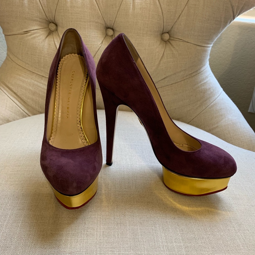 Charlotte Olympia “Dolly” Suede Platform Pumps